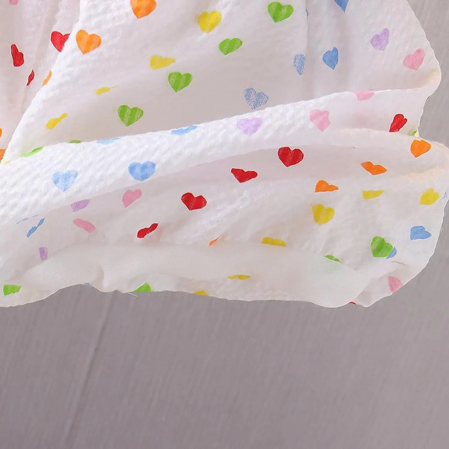 Summer Clothes Baby Girls Heart Shaped Print Sleeveless Lace Suspender Ruffle Top   Shorts 2Pcs Outfit Infant Set