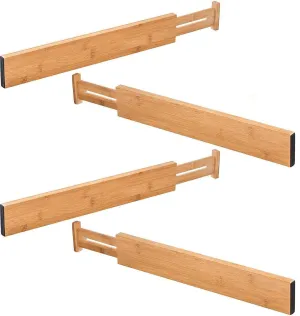 TILEMALL Bamboo Kitchen Drawer Dividers Drawer Organizers Expandable Drawer Dividers Wood Desk Drawer Organizers, Tray Organizer for Kitchen, Baby Drawer, Bathroom, Bedroom, Office or Dresser