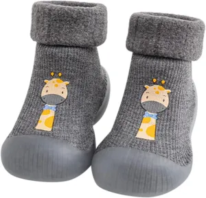 Toddler Baby Sock Shoes Non-Skid Slippers Rubber Soft Sole Breathable Cotton Walking Shoes for Infant Girls Boys
