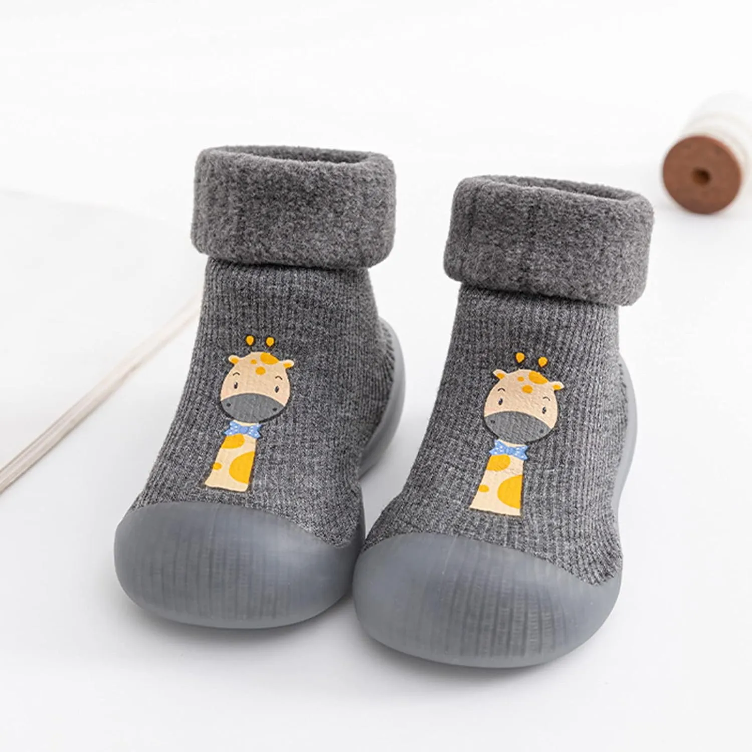 Toddler Baby Sock Shoes Non-Skid Slippers Rubber Soft Sole Breathable Cotton Walking Shoes for Infant Girls Boys