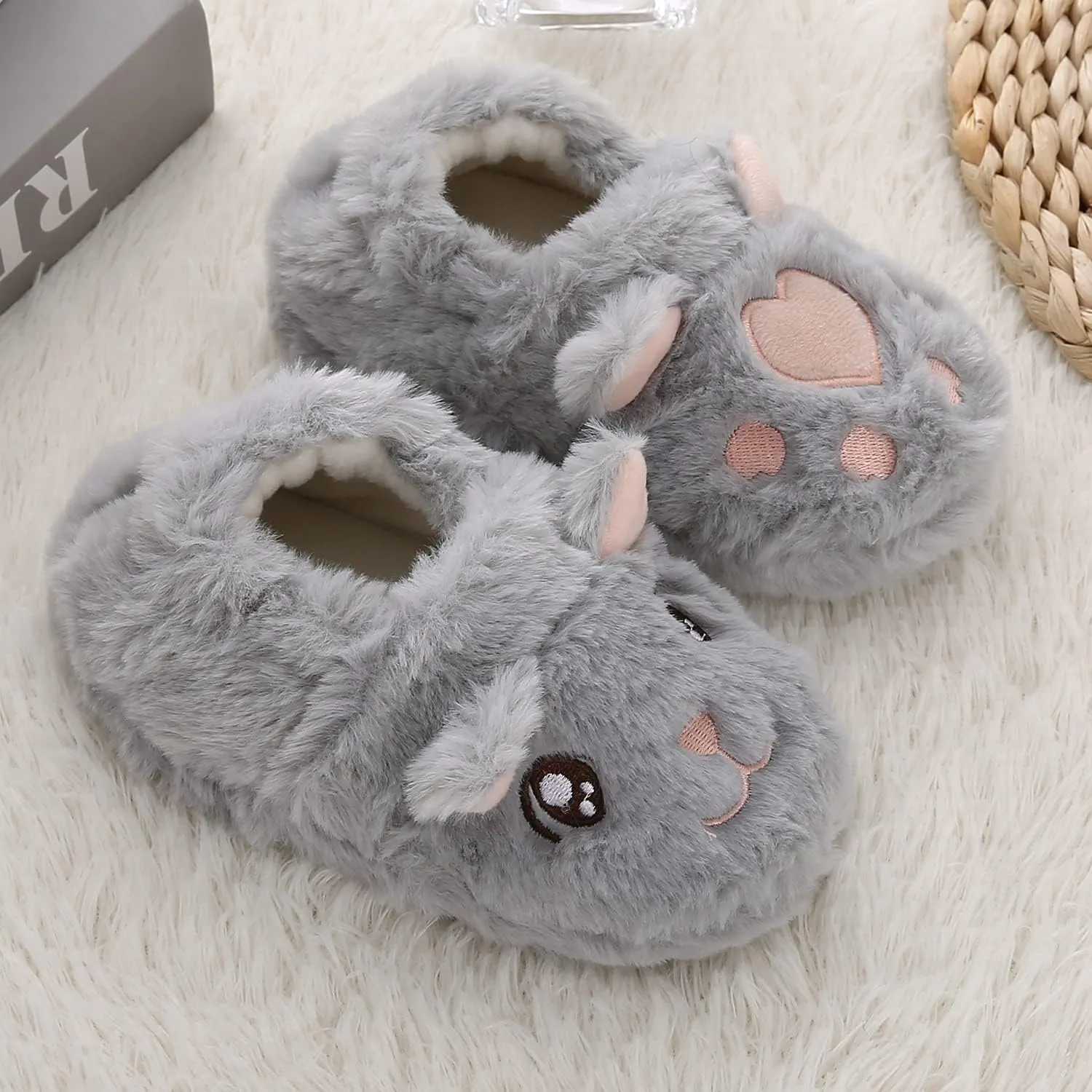 Toddler Girls Slippers Cartoon Plush Warm Shoes