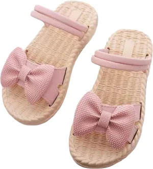 Toddler Kids Infant Girls Soild Bowknot Princress Shoes Soft Sole Non Slip First Walkers Prewalker Soccer Slide Sandals