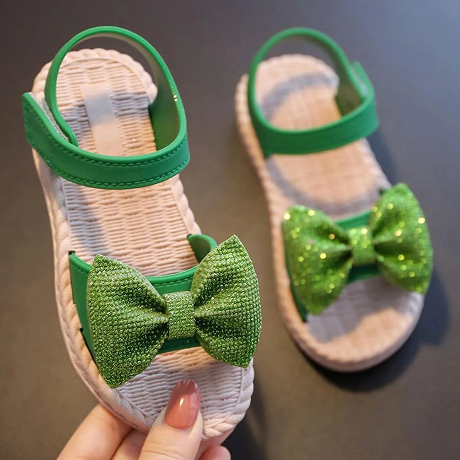 Toddler Kids Infant Girls Soild Bowknot Princress Shoes Soft Sole Non Slip Prewalker Beach Shoes 2 to 6 Years