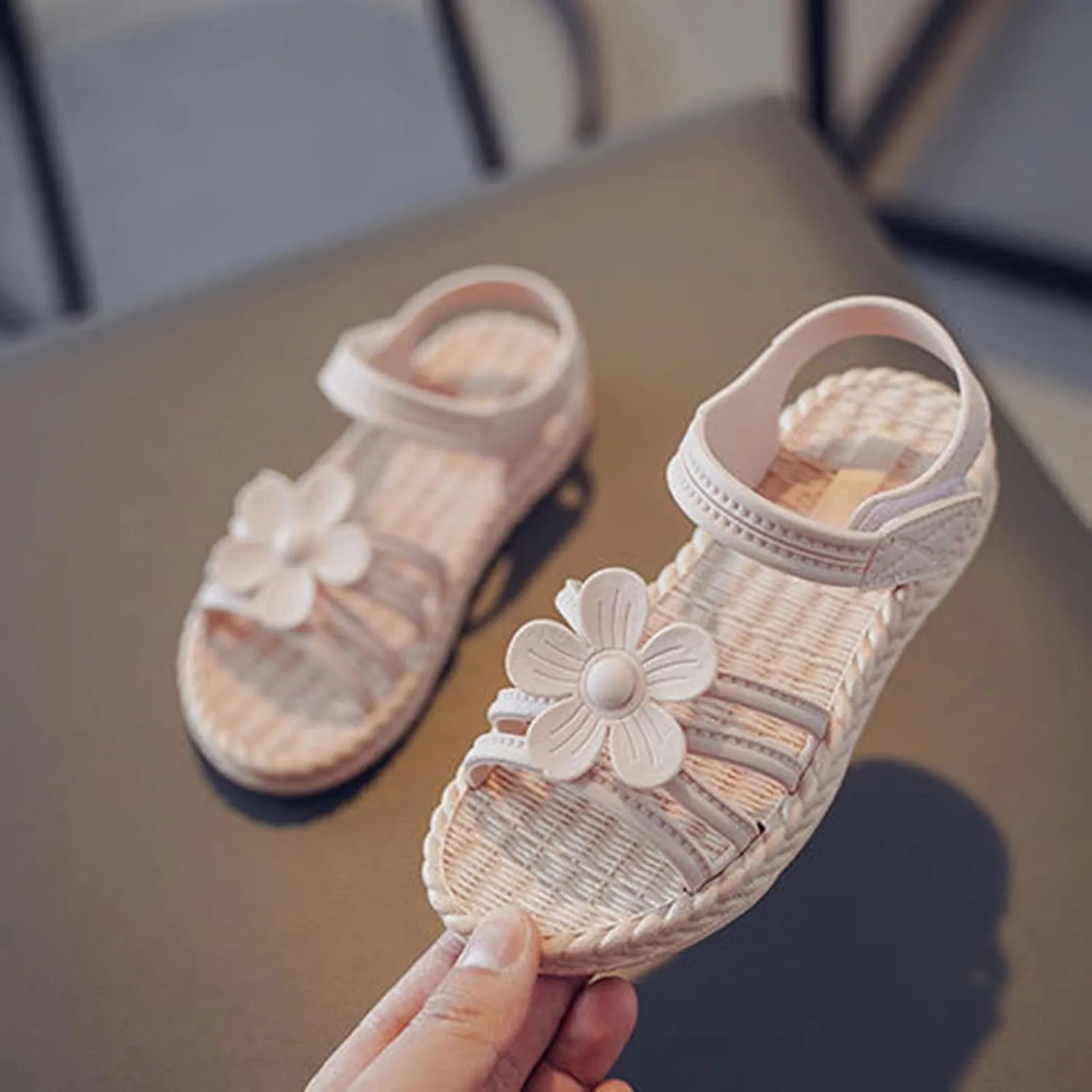 Toddler Kids Infant Girls Soild Flower Princress Shoes Soft Sole Non Slip First Walkers Prewalker Infant Jelly Sandals