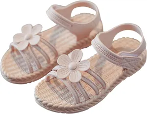 Toddler Kids Infant Girls Soild Flower Princress Shoes Soft Sole Non Slip First Walkers Prewalker Infant Jelly Sandals