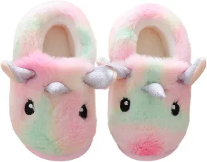 Toddler Slippers Girls Soft Plush House Shoes with Non-Slip Sole Cute Cozy Little Kids Indoor Slippers