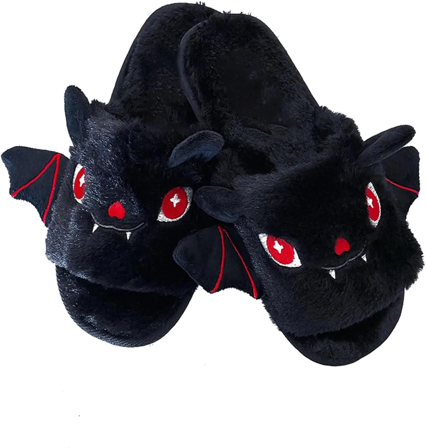 Unisex Toddler Boys Girls Fuzzy Slippers Christmas Cartoon Bat Plush Slippers Non-Slip Sole Indoor House Shoes
