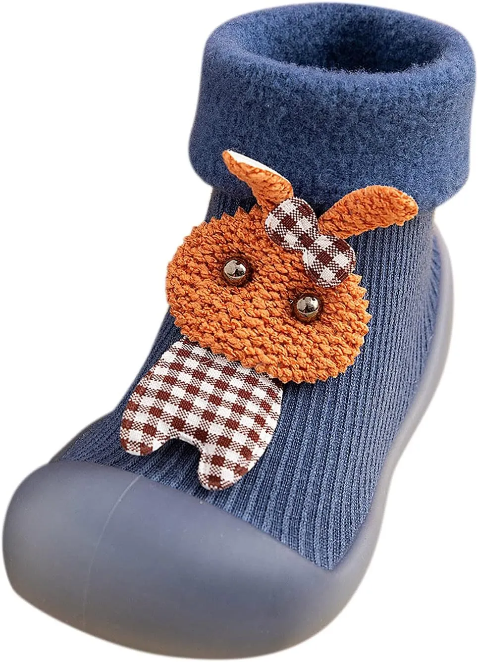 Unisex Toddler GirlsFirst Walking Shoes Kids Toddler Baby Boys Girls Solid Warm Knit Soft Sole Rubber (Blue, 18-19)