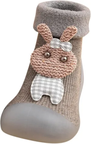 Unisex Toddler GirlsFirst Walking Shoes Kids Toddler Baby Boys Girls Solid Warm Knit Soft Sole Rubber (Grey, 26-27)