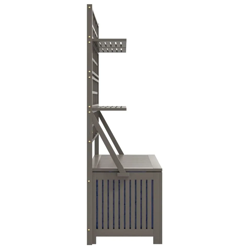 vidaXL Acacia Wood Outdoor Storage Box with Trellis, Gray, Weather-Resistant