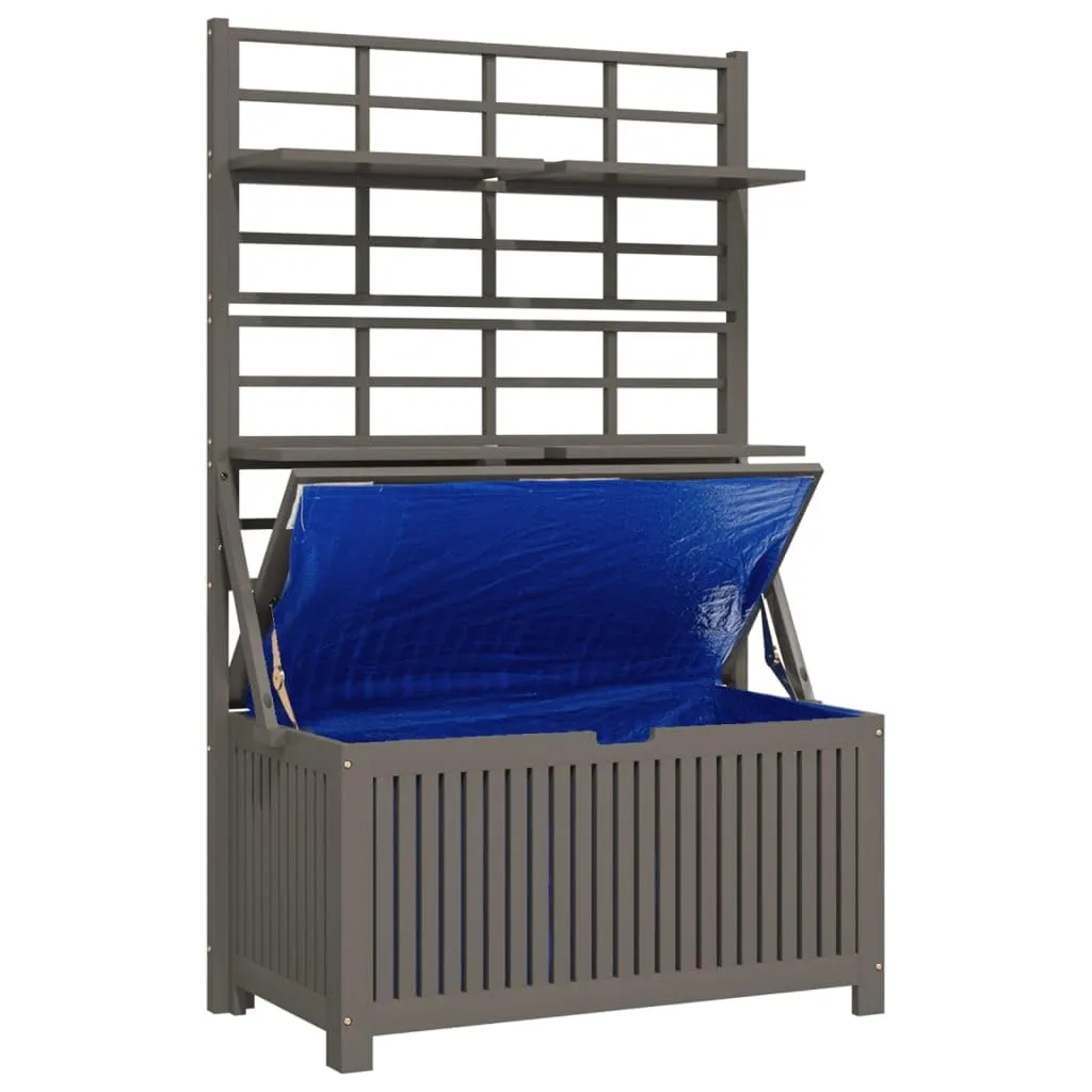 vidaXL Acacia Wood Outdoor Storage Box with Trellis, Gray, Weather-Resistant