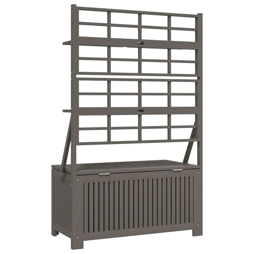 vidaXL Acacia Wood Outdoor Storage Box with Trellis, Gray, Weather-Resistant
