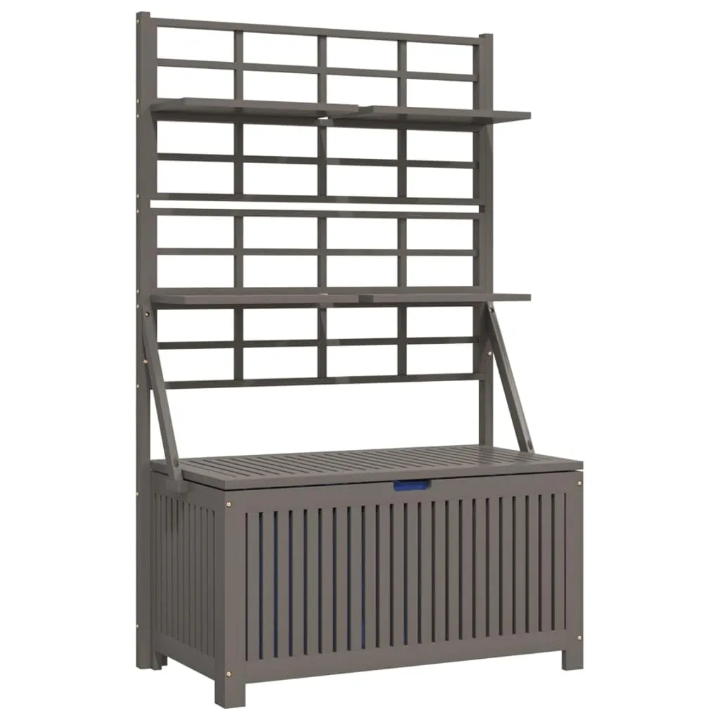 vidaXL Acacia Wood Outdoor Storage Box with Trellis, Gray, Weather-Resistant