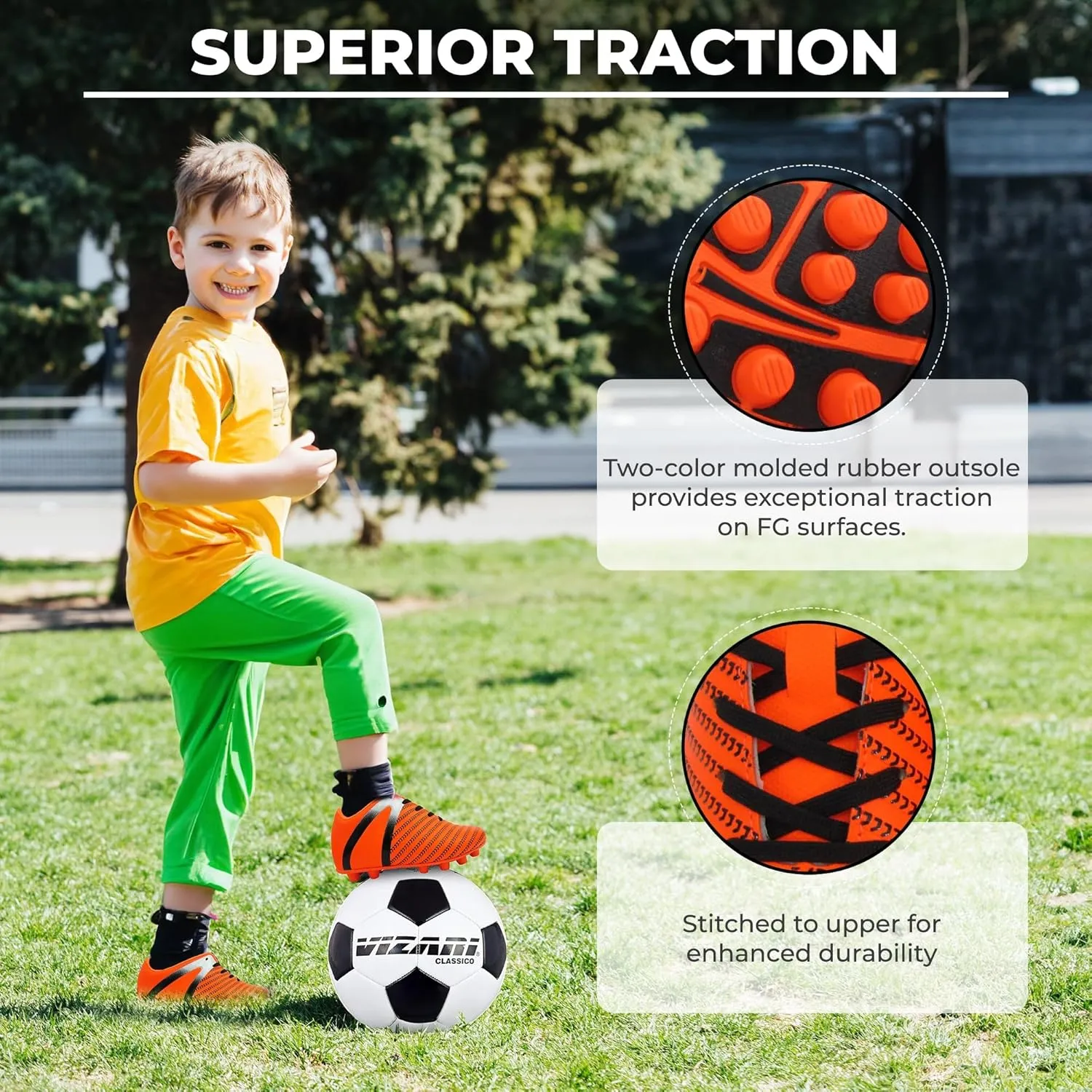 Vizari USA Impact Soccer Cleats for Kids  Youth Firm Ground Football Shoes | Breathable Design for Toddler, Little Kid & Big Kid Players