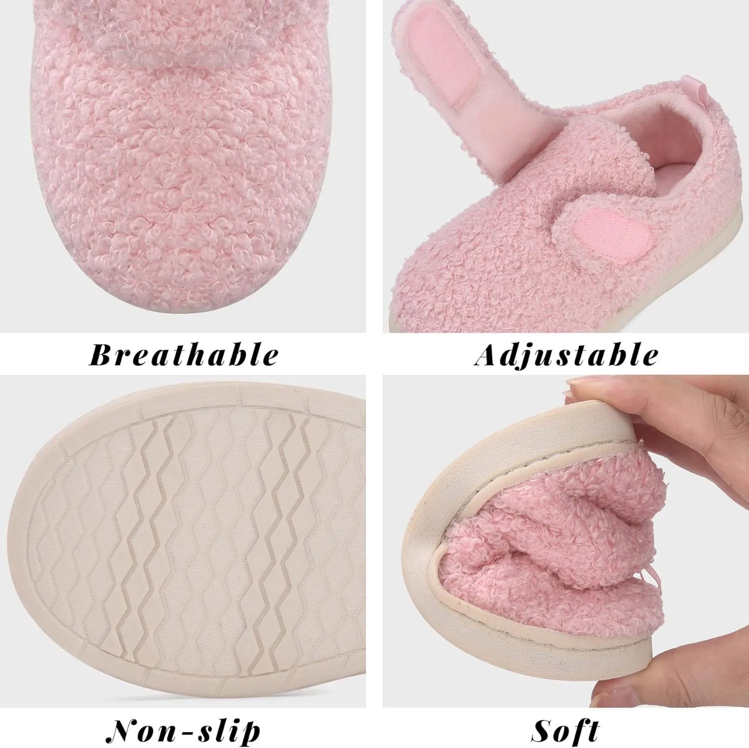 VONMAY Kids Cozy Toddler Fleece Slippers for Boys Girls, Soft & Warm Indoor Shoes with Adjustable Hook & Loop Closure  Perfect for Indoor & Outdoor