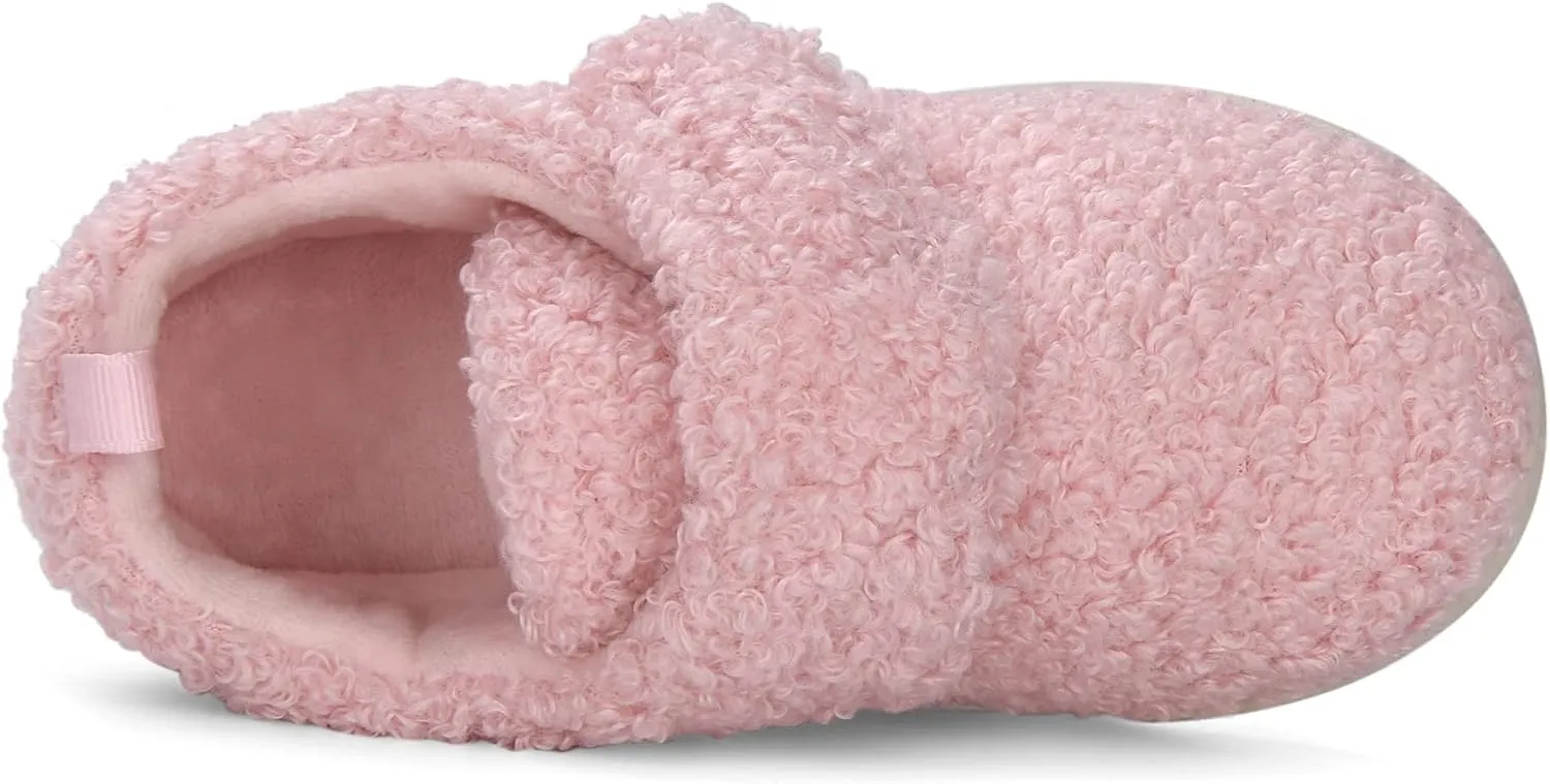 VONMAY Kids Cozy Toddler Fleece Slippers for Boys Girls, Soft & Warm Indoor Shoes with Adjustable Hook & Loop Closure  Perfect for Indoor & Outdoor