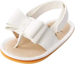 Walking Summer Girls Flat Shoes Boys Sole Rubber Bow Baby Non-Slip Soft Sandals Baby Shoes Toddler Slide Sandals Girls