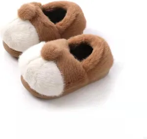 White Brown Warm Winter House Shoes Toddler Animal Slippers for 1-8 Years Old Baby Girls Fur Slippers Indoor Home Slippers Kids