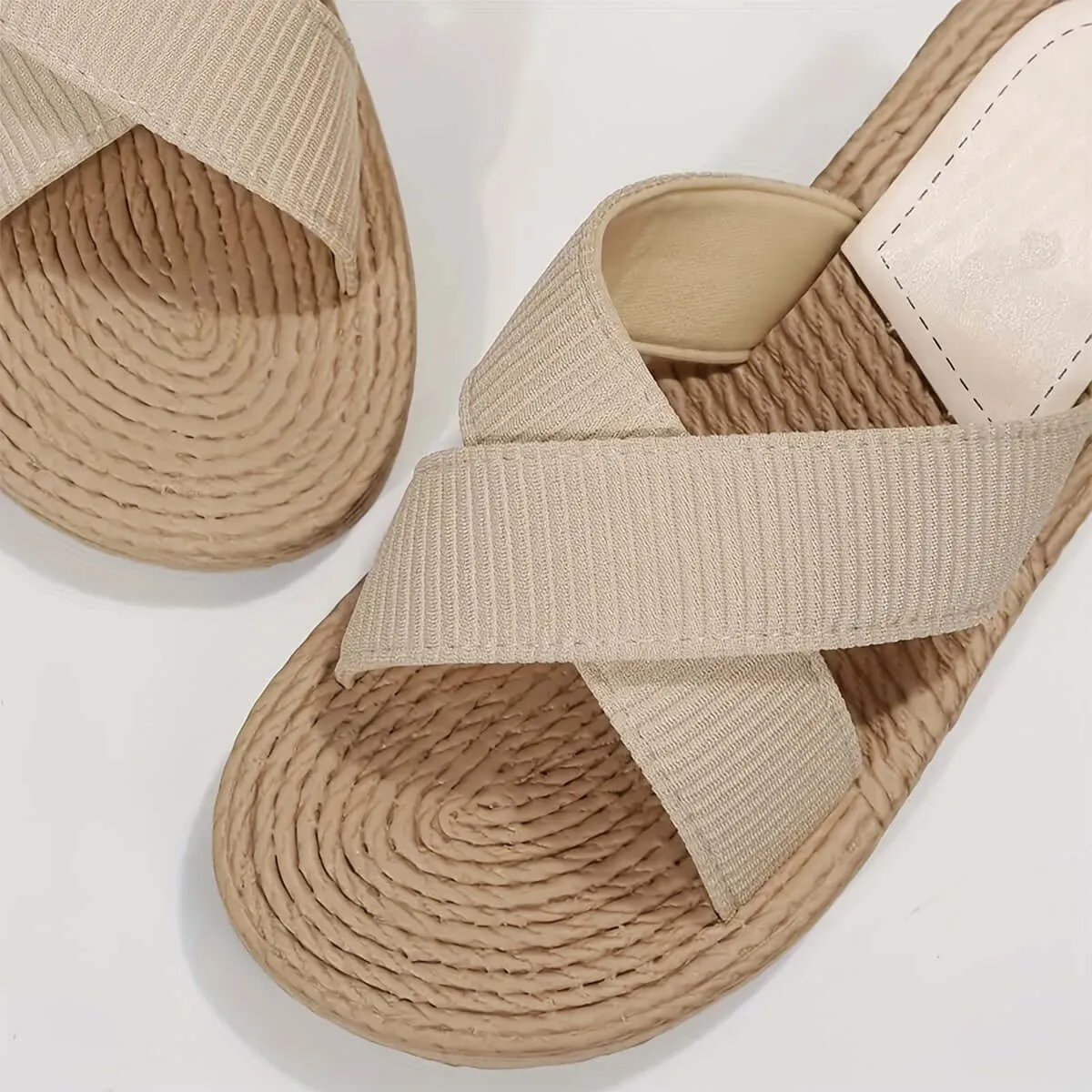 Women's Summer Cross-Band Sandals: Lightweight & Non-Slip Beach Slides